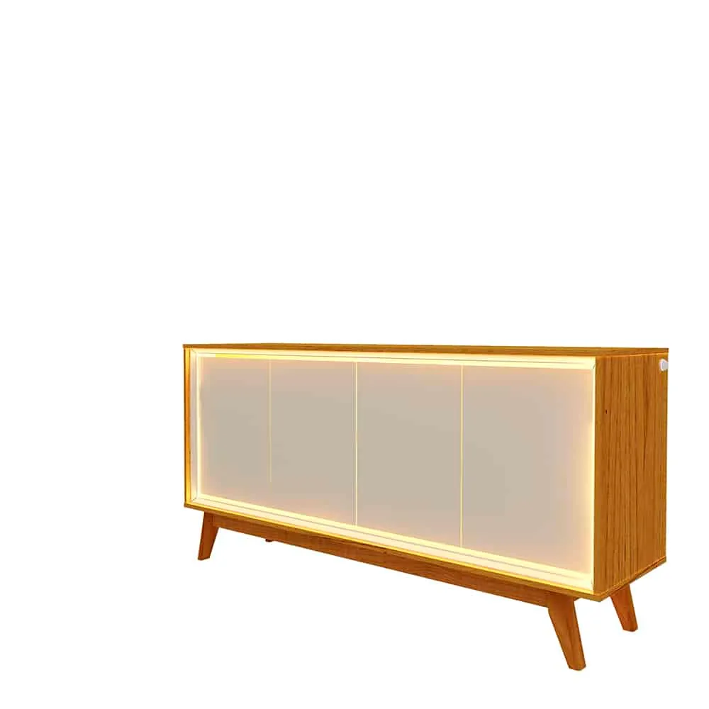 Buffet Requinte 160 com LED e Pés em Madeira