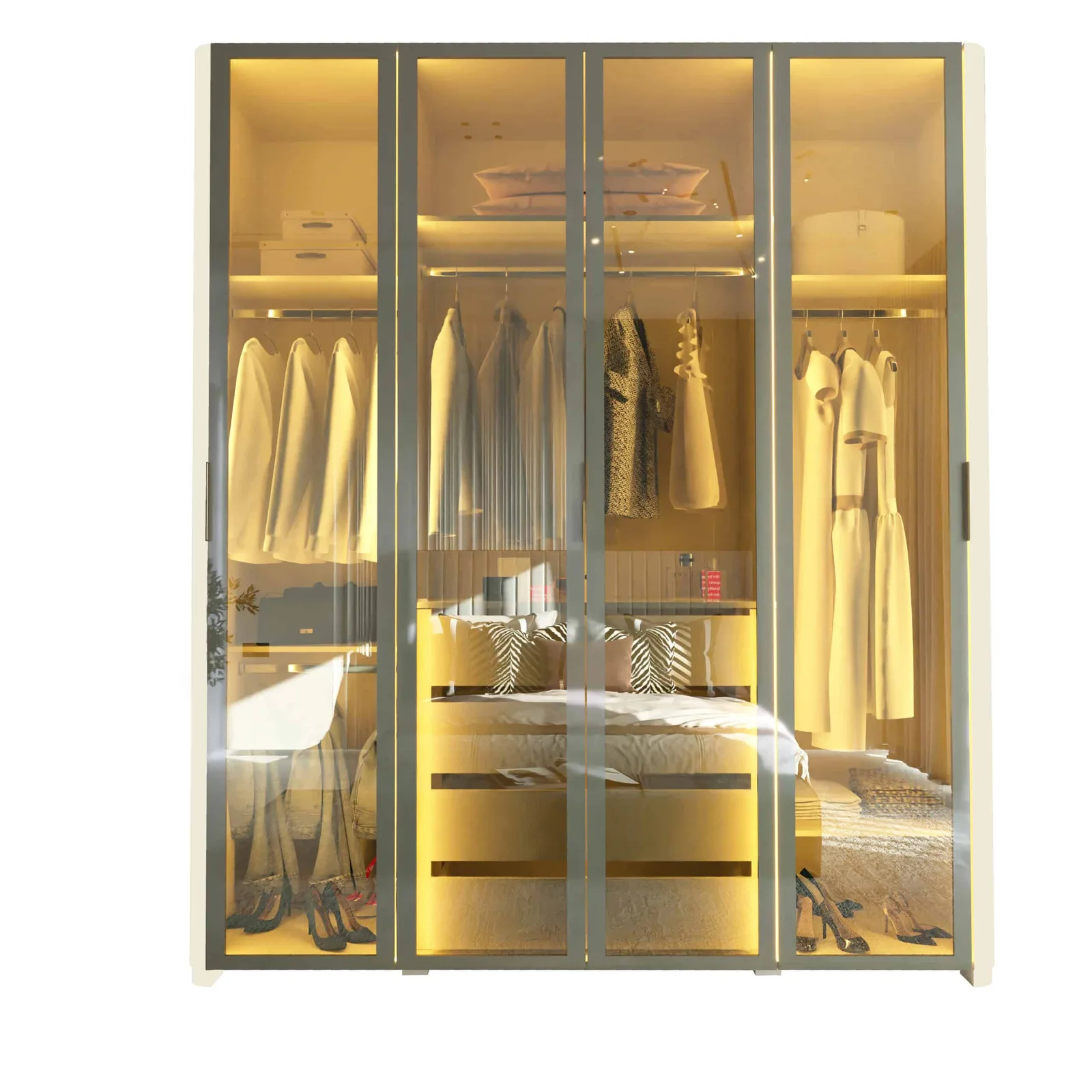 Guarda-Roupa Innova 4 Portas Reflecta com LED