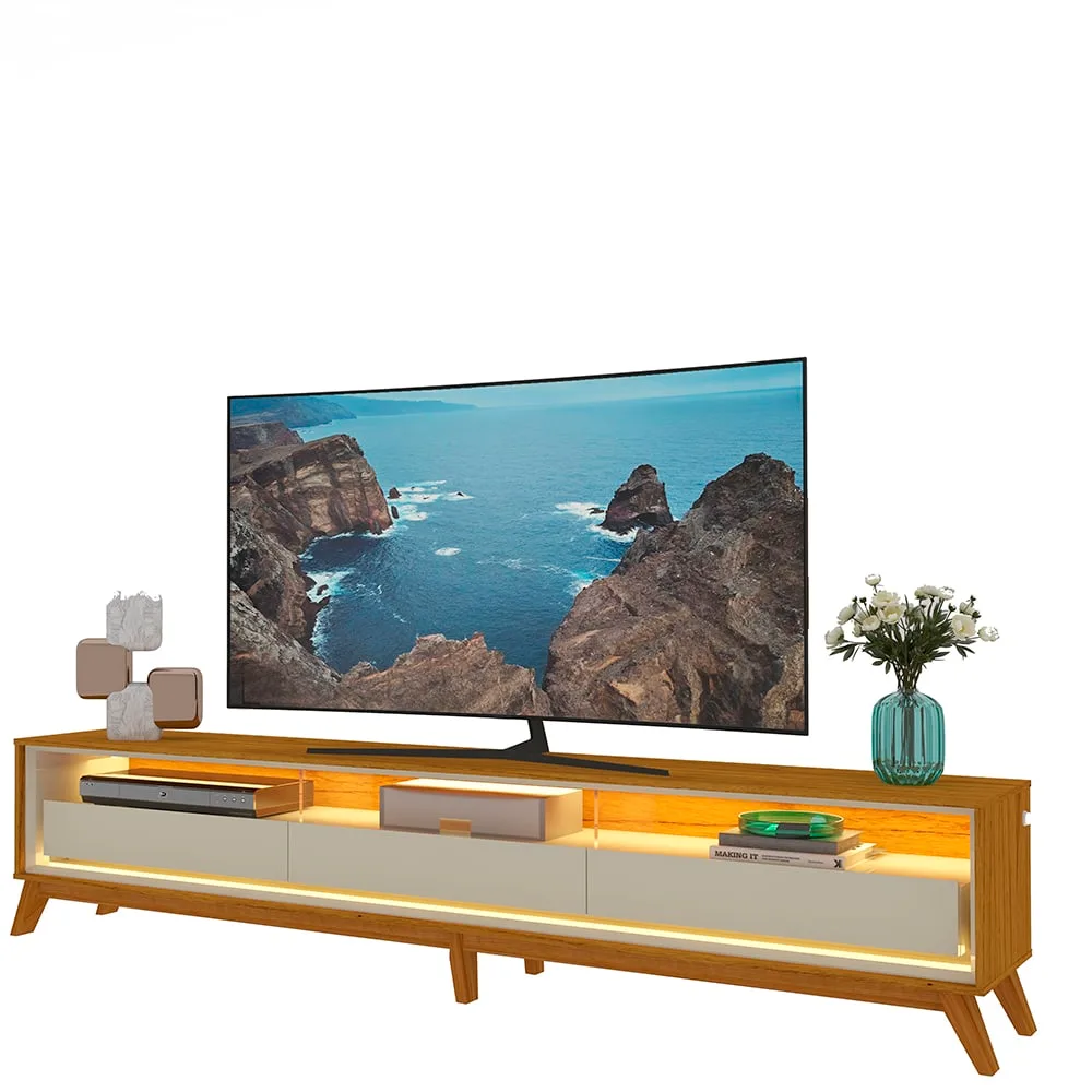 Rack para TV Requinte 260 com Pés em Madeira